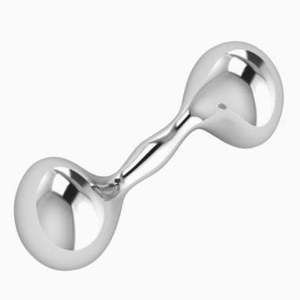 New Gen 925 Sterling Silver Baby Keepsake Dumbbell Rattle Krysaliis Gift Boxed